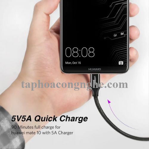 Ugreen 50566 0.5M 5A Cáp dữ liệu USB Type-C sang USB 2.0 màu đen US279 30050566